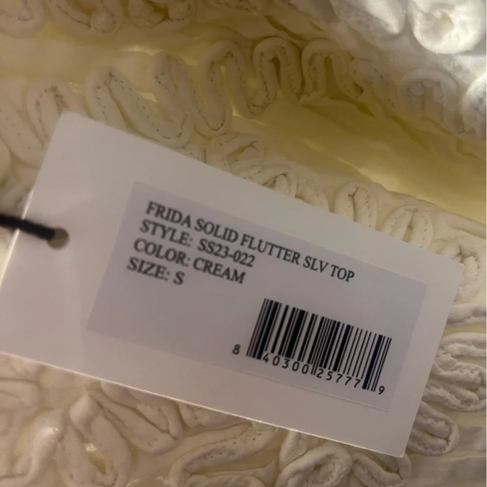 NWT SEA NEW YORK FRIDA SOLID FLUTTER SLEEVE BLOUSE TOP CREAM S - Picture 7 of 7